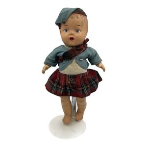 Antique Reliable Doll Highland Laddie Made In Canada Scottish Boy With Stand